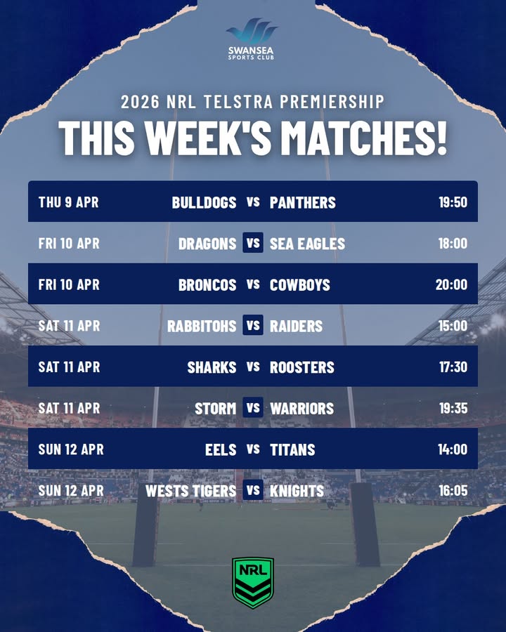 Featured image for “NRL Action This Week at Swansea Workers”