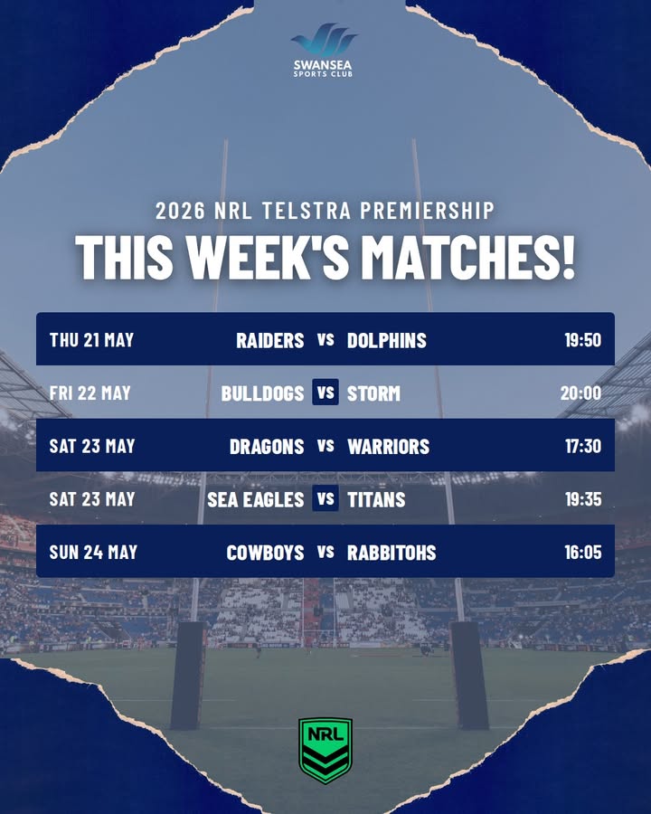 Featured image for “NRL Live at Swansea Workers This Week”