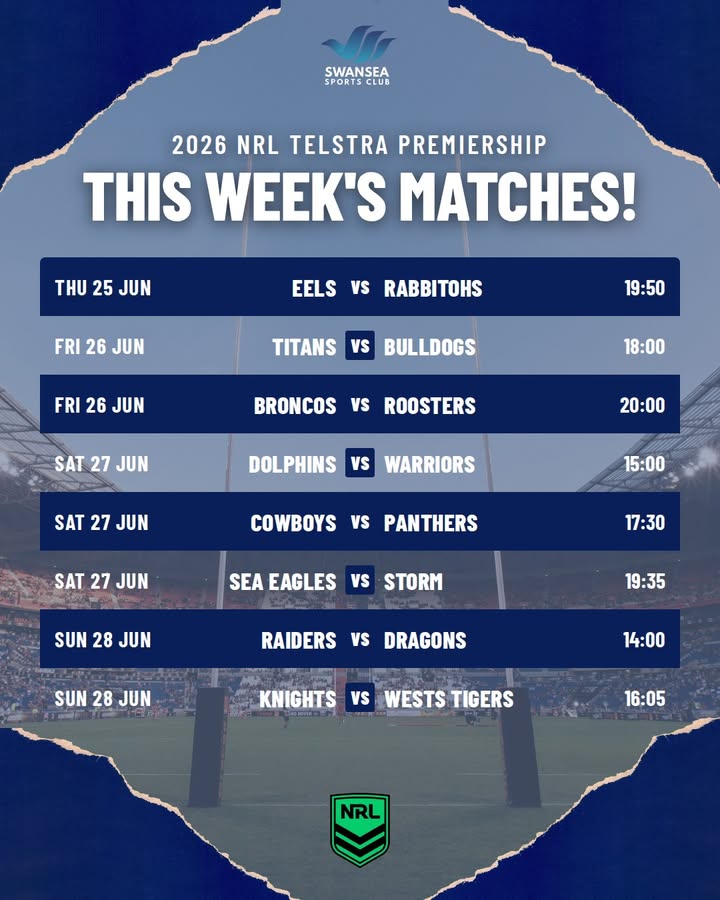 Featured image for “Watch NRL Telstra Premiership at Swansea Workers”