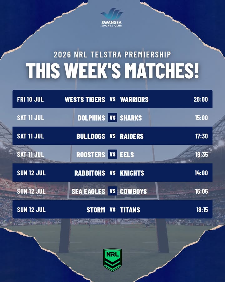 Featured image for “Watch NRL Live This Week at Swansea Workers”