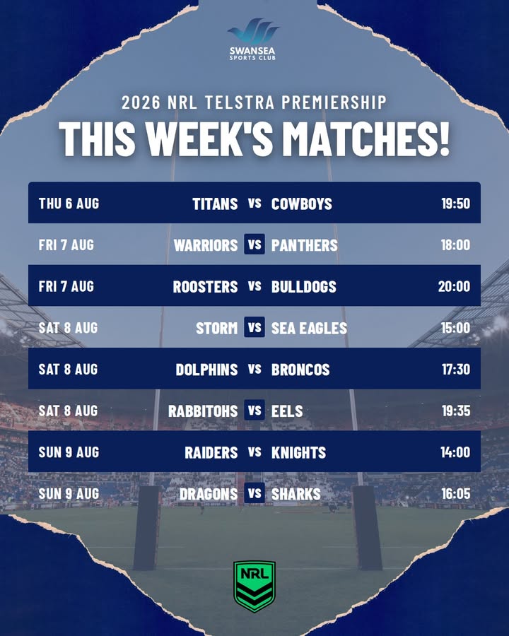 Featured image for “This Week’s NRL Matches at Swansea Workers”