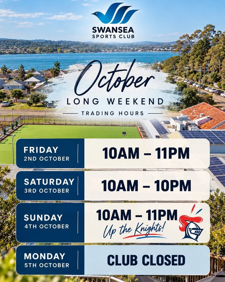 Featured image for “October Long Weekend Trading Hours at Swansea Workers”